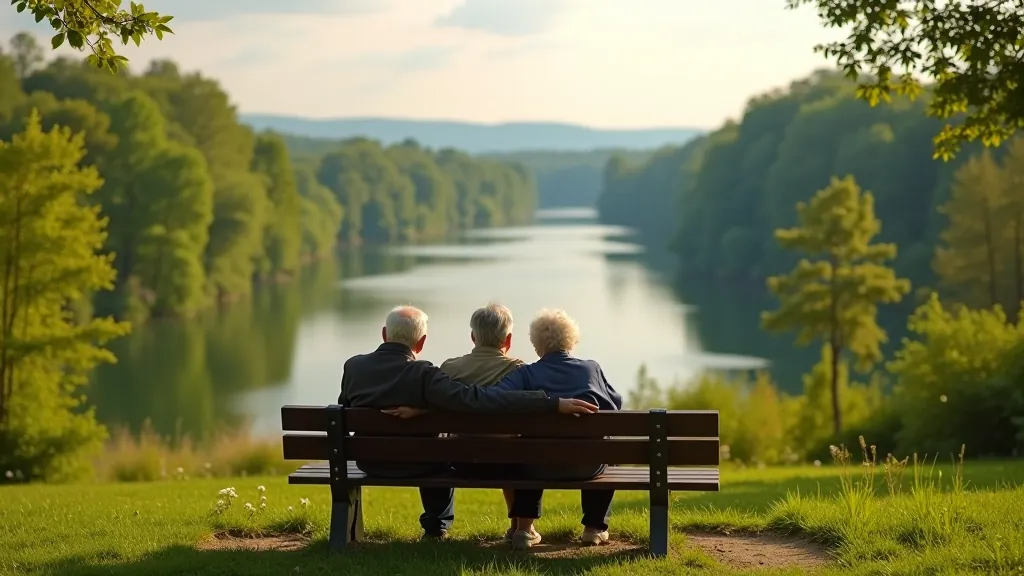 Seniori atpūšas uz lavas malas Siguldā, daba, relaksācija, skaidrs vasaras dienas laiks